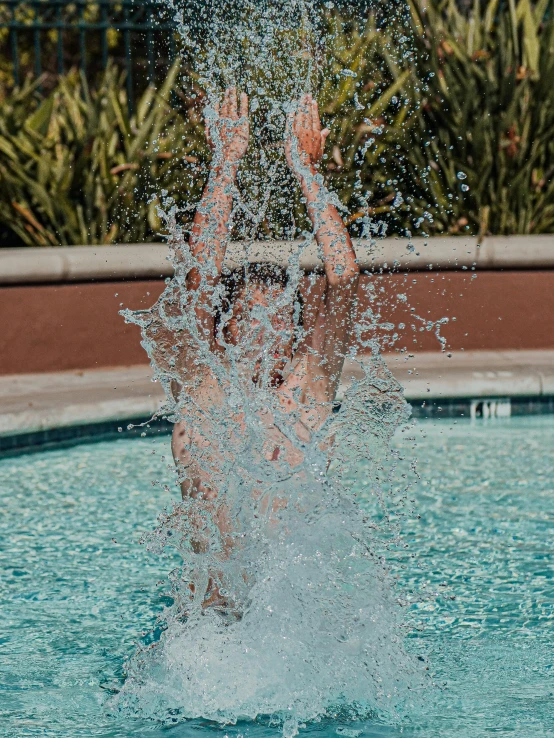 a person jumping into a pool with a frisbee, pexels contest winner, bubbling skin, thumbnail, of a shirtless, background image