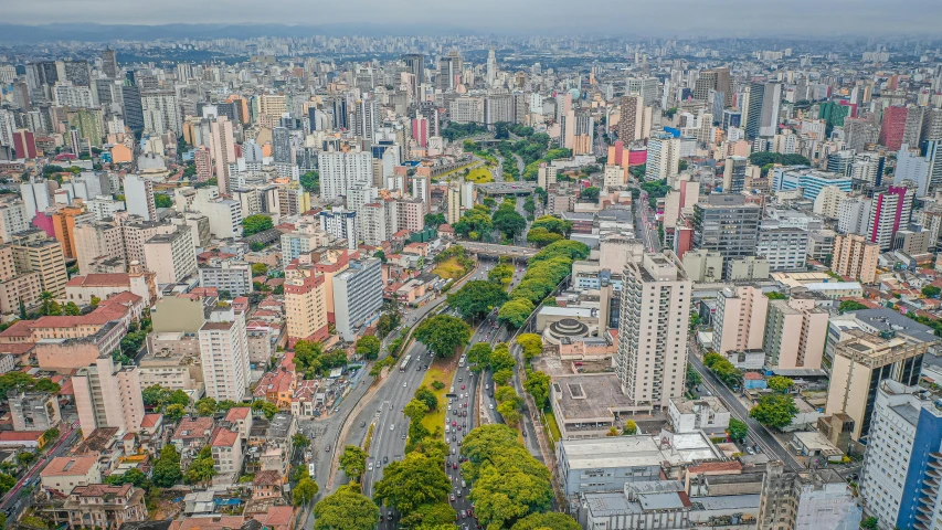 a large city with lots of tall buildings, by Luis Miranda, pexels contest winner, oscar niemeyer, city of the jungle, parce sepulto, center of image