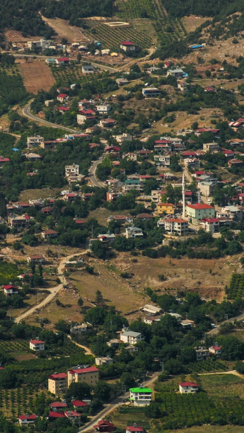 an aerial view of a small town in the mountains, dau-al-set, slide show, lebanon kirsten dunst, round-cropped, full res