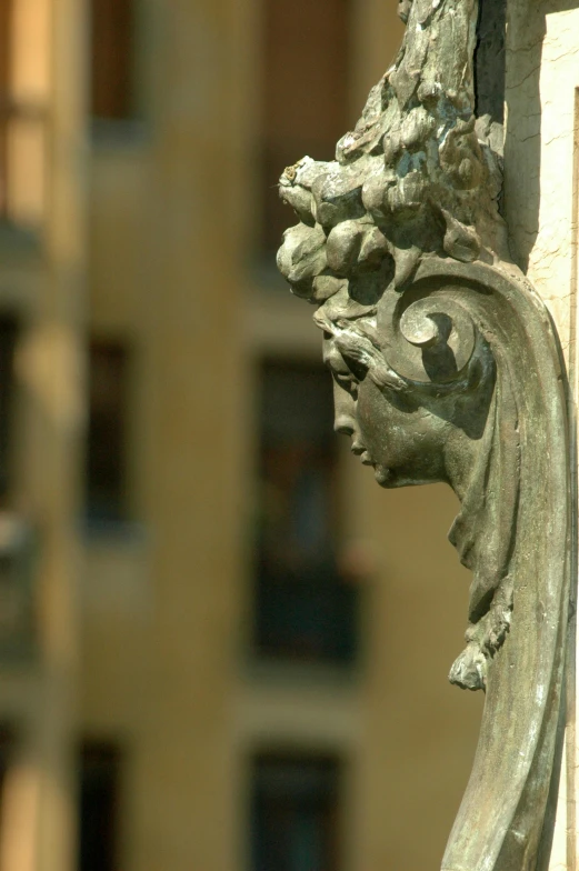 a close up of a statue with a building in the background, renaissance, slide show, victor horta, head macro, bargello