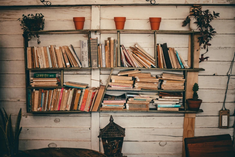 a book shelf filled with lots of books, unsplash, cottage core, background image, mixed materials, 90s photo