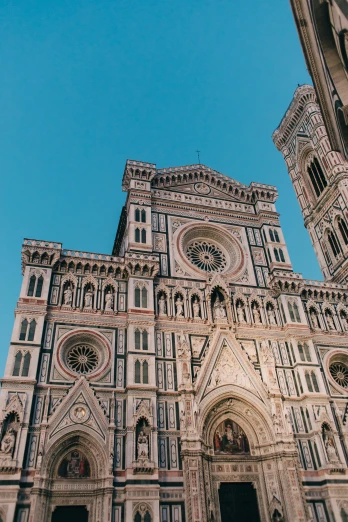 a very tall cathedral with a clock on it's face, by Michelangelo, pexels contest winner, renaissance, florentine school, exterior view, color”, may)
