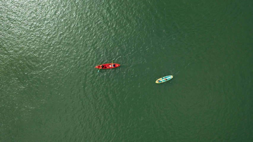 a couple of boats that are in the water, pexels contest winner, figuration libre, aerial footage, red green, sport, 15081959 21121991 01012000 4k