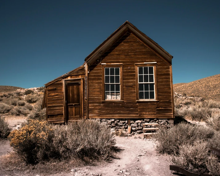 an old wooden cabin in the middle of the desert, unsplash contest winner, square, 1910s architecture, background image, haunted house