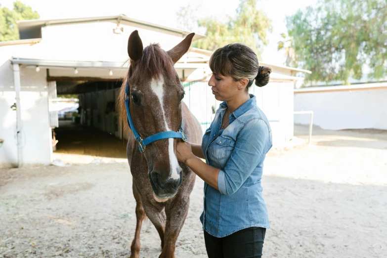 a woman standing next to a brown horse, profile image, local conspirologist, ash thorp khyzyl saleem, pony facing away