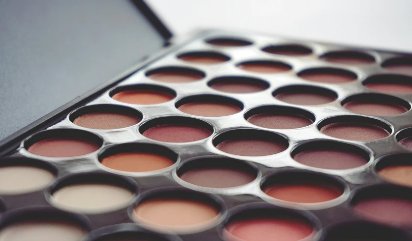 a close up of a palette on a table, by Emma Andijewska, trending on pexels, plasticien, 💋 💄 👠 👗, heavy brow, thumbnail, round-cropped