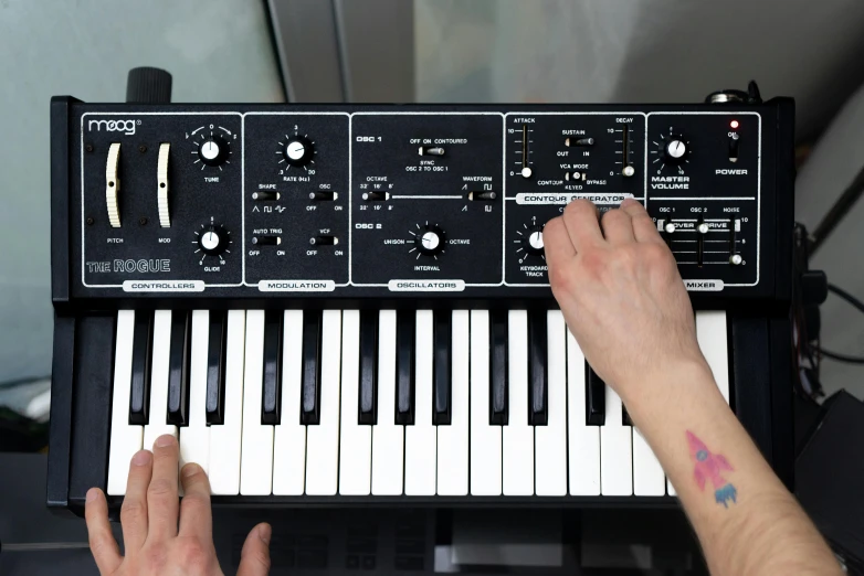 a close up of a person playing a musical instrument, inspired by Lasar Segall, synthesizer, chillwave, photograph credit: ap, sonic youth