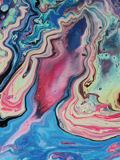 a close up of a colorful fluid painting, inspired by Yanjun Cheng, trending on unsplash, similar to the bifrost, made of liquid, trending on r / mapporn, ilustration