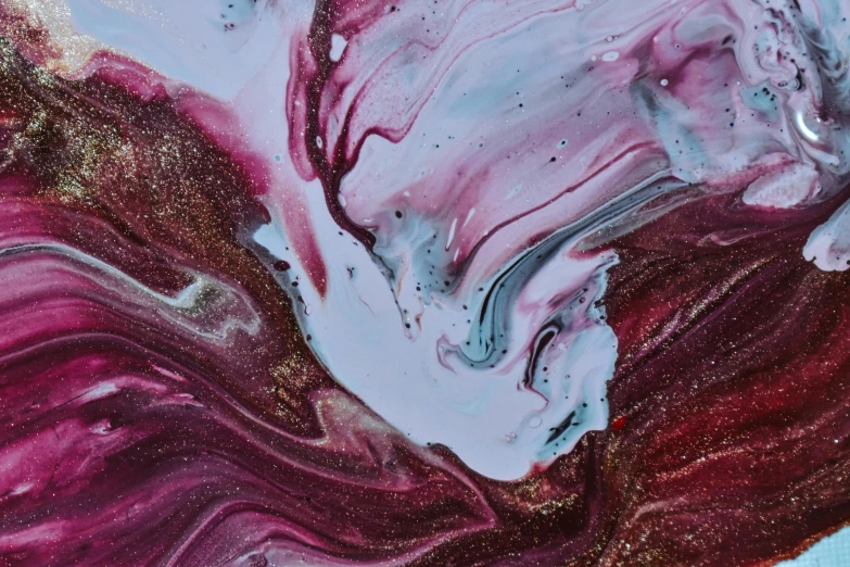 a close up of a painting on a piece of paper, a detailed painting, inspired by Julian Schnabel, trending on pexels, maroon metallic accents, marbled swirls, 144x144 canvas, illustration iridescent