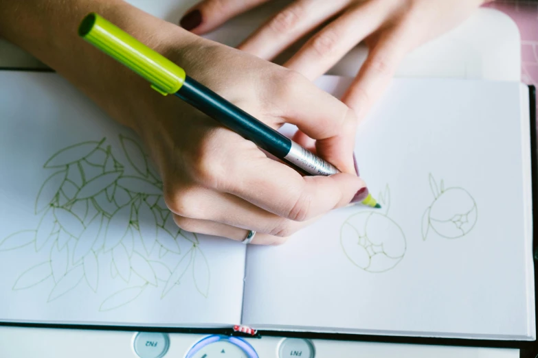 a person is drawing on a piece of paper, by Julia Pishtar, trending on pexels, draw with wacom tablet, school class, 9 9 designs, diagram nature sketchbook