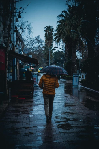 a person walking in the rain with an umbrella, by irakli nadar, raily season, hypersaturated, unsplash 4k, multiple stories