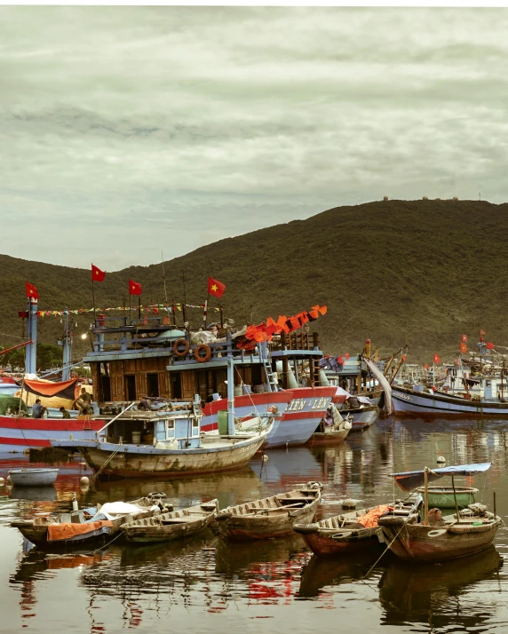 a number of boats in a body of water, inspired by Steve McCurry, pexels contest winner, happening, vietnamese temple scene, vintage color, movie set”, thumbnail