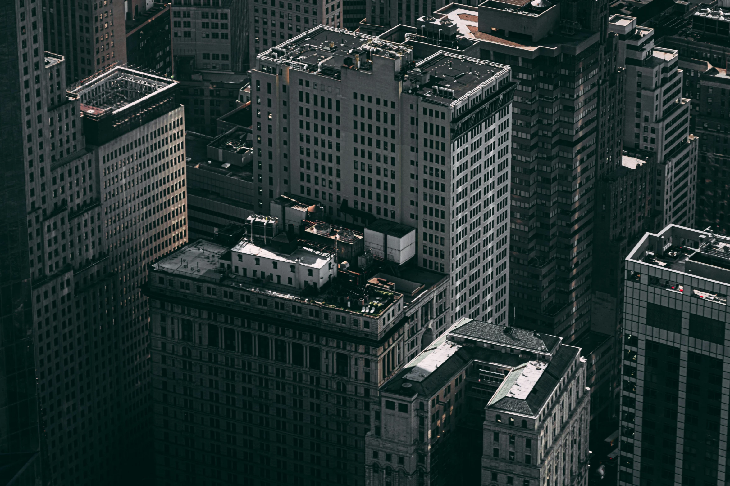 a view of a city from the top of a building, by Adam Marczyński, new york buildings, high details photo