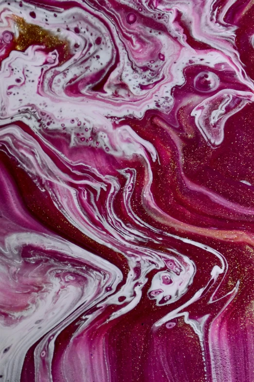 a close up of a pink and white painting, trending on pexels, made of liquid purple metal, red velvet, swirles, sauce