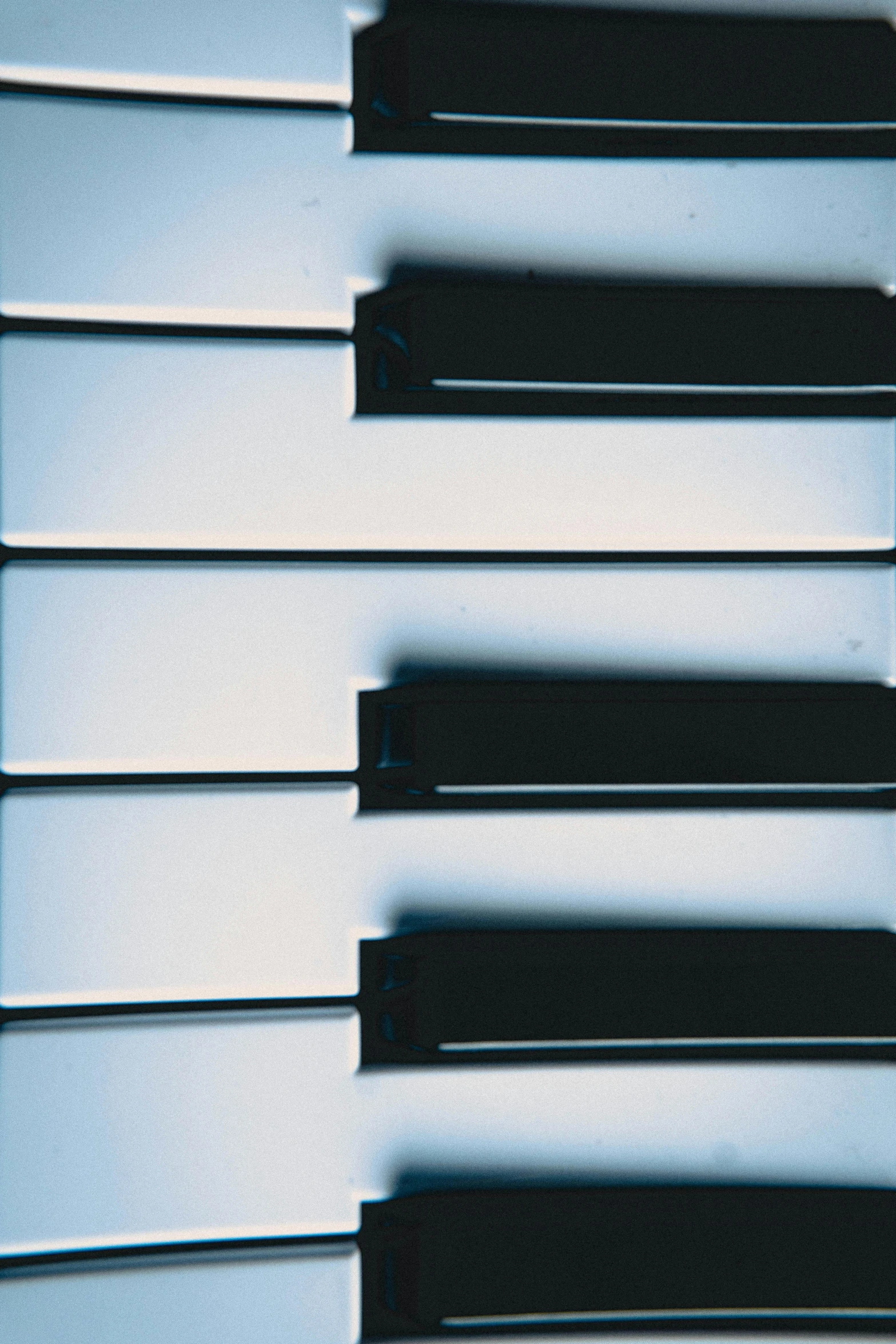 a close up of the keys of a piano, an album cover, by Doug Ohlson, bauhaus, pale blue backlight, 1 9 9 9, electronic, repetition