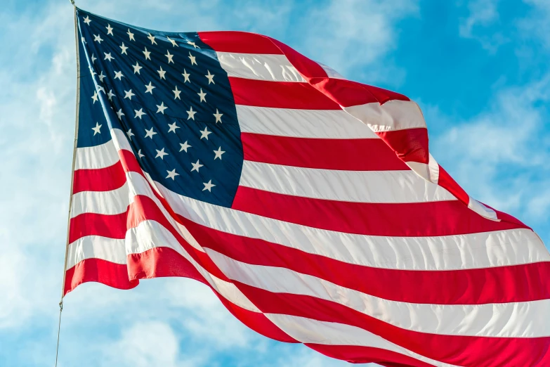 an american flag flying high in the sky, promo image, profile image, ultrawide image, instagram post