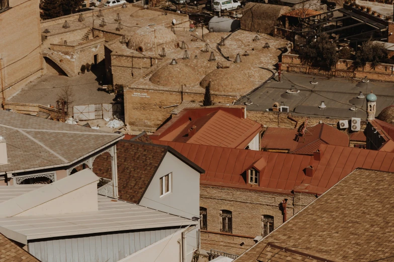 a view of a city from the top of a building, mud and brick houses, beige, set photo, background image