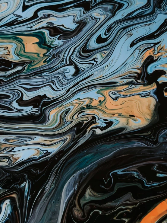a close up of a painting of a body of water, inspired by Pollock, trending on unsplash, hq 4k phone wallpaper, made of liquid, black marble, portrait photo