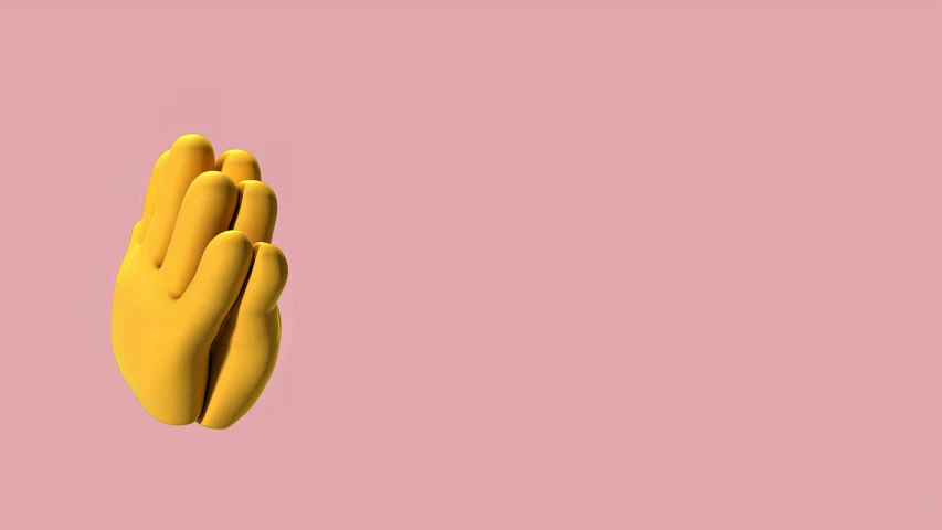 a pair of yellow gloves on a pink background, a 3D render, inspired by Mike Winkelmann, trending on pexels, visual art, clumps of bananas, prayer hands, character animation, cacti