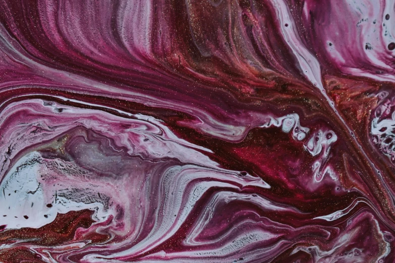 a close up of a painting on a piece of paper, a detailed painting, inspired by Tintoretto, trending on pexels, abstract expressionism, maroon, made of liquid metal and marble, plum color scheme, magenta