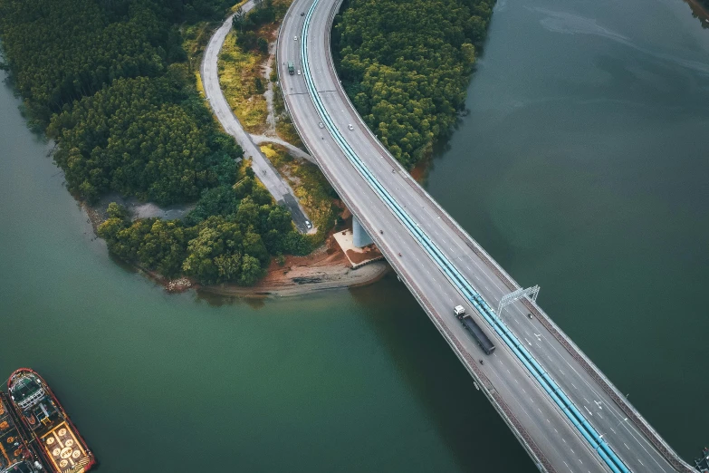 an aerial view of a bridge over a body of water, by Joseph Severn, pexels contest winner, hurufiyya, highways, thumbnail, singapore, great quality