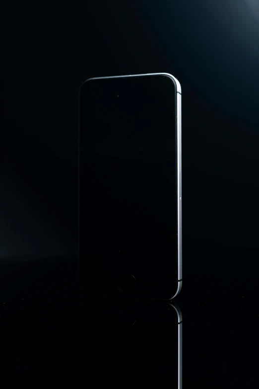 a close up of a cell phone in the dark, a picture, by Ryan Pancoast, unsplash, photorealism, sleek interceptor profile, keyshot product render, black flat background, 555400831