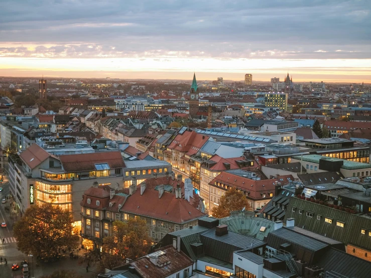 an aerial view of a city at dusk, by Jakob Gauermann, unsplash contest winner, hurufiyya, nuremberg, daniel libeskind, square, a quaint