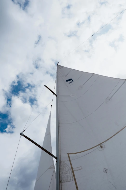 a sailboat sails under a cloudy blue sky, arabesque, up-close, in 2 0 1 5, canopy, lined in cotton