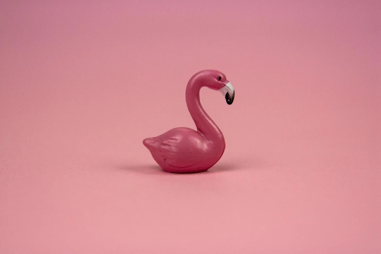 a pink flamingo on a pink background, an album cover, by Paul Bird, magic realism, vinyl toy figurine, trending on dezeen, glazed, liam