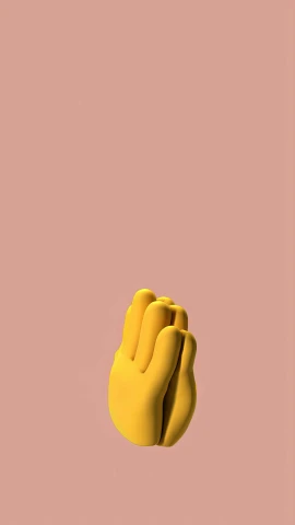 a close up of a person's hand on a pink background, postminimalism, yellow latex gloves, illustration”, ffffound, 3 d illustration