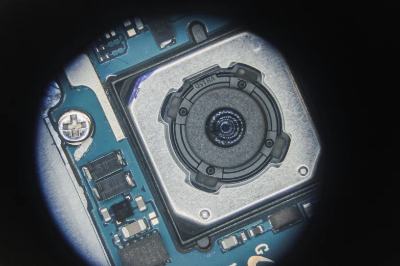 a close up of a camera lens on a cell phone, by Android Jones, conceptual art, internals revealed, full frame mirrorless sensor, inspect in inventory image, detailed –n 9