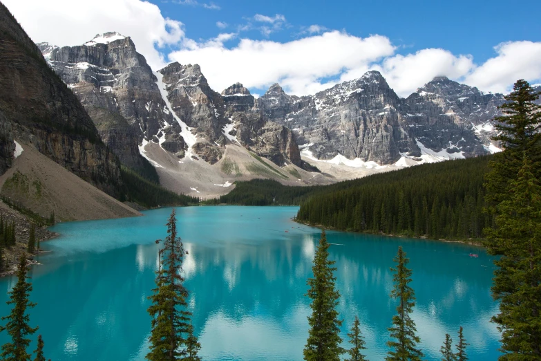 a large body of water surrounded by trees, pexels contest winner, banff national park, avatar image, 2 0 2 2 photo, glaciers