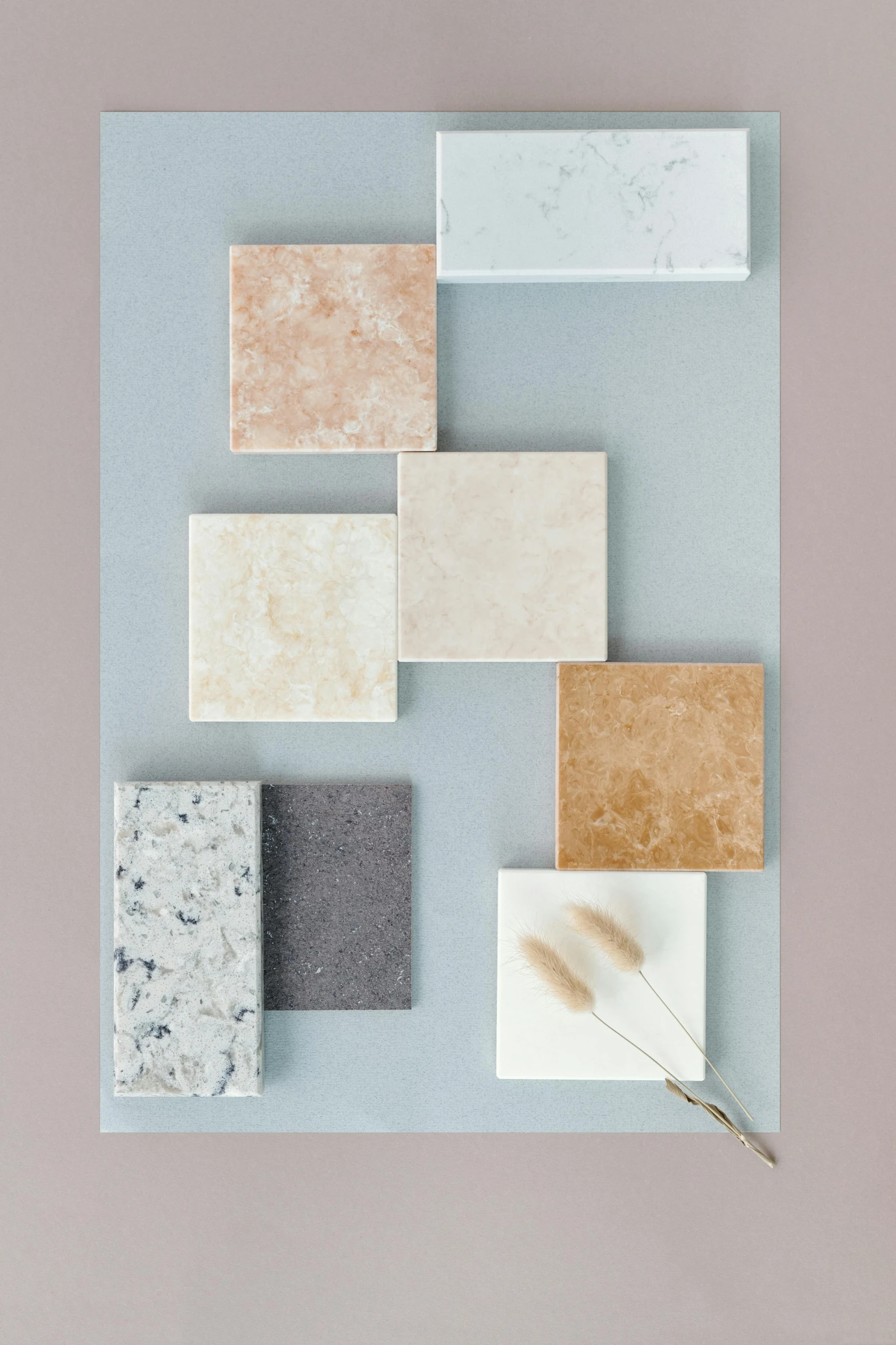 a bunch of different colored tiles sitting on top of a table, dreamy light color palette, detailed product image, granite, paper