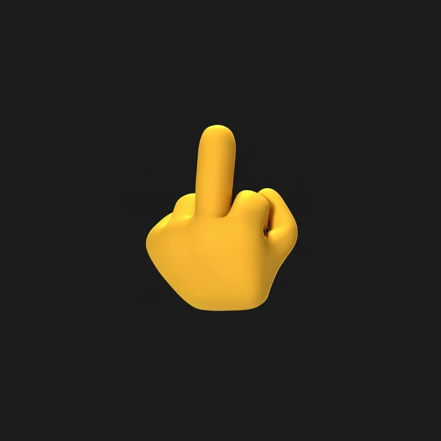 a close up of a person's hand making a peace sign, by Andrei Kolkoutine, unsplash, conceptual art, 3 d icon for mobile game, mono-yellow, giving the middle finger, pout