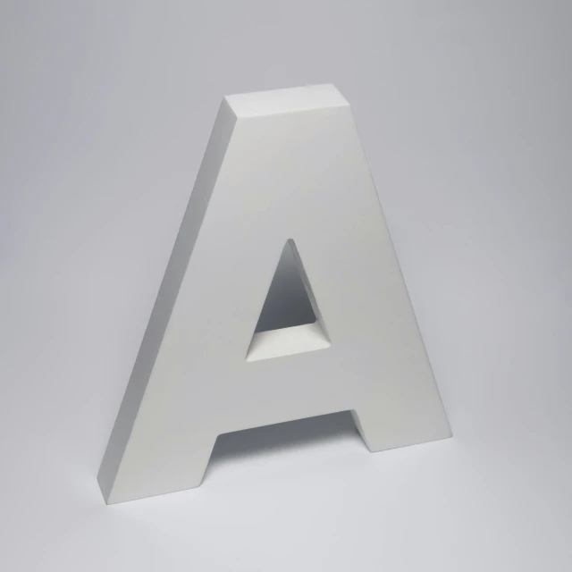 a white letter sitting on top of a table, aluminium, large tall, 3d product, good shading