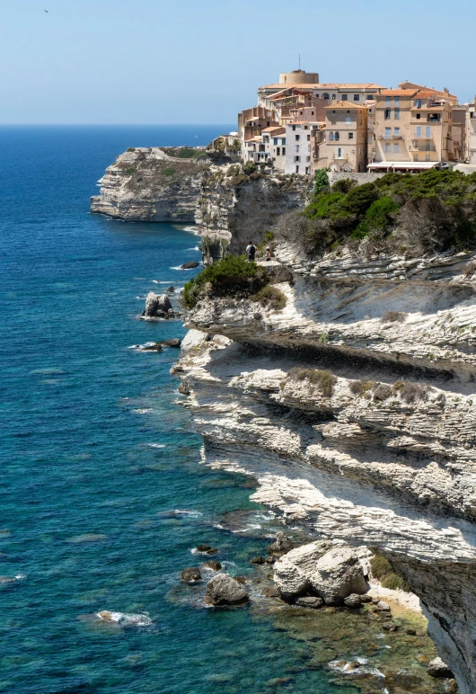 a group of people standing on top of a cliff next to the ocean, romanesque, cliffside town, slide show, jean paul gaultier, square