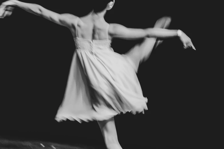 a black and white photo of a ballerina, by Elizabeth Polunin, pexels contest winner, wearing a white flowing dress, live performance, 15081959 21121991 01012000 4k, vannessa ives