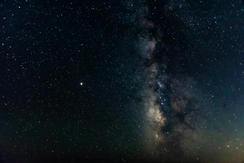 the milky shines brightly in the night sky, by Niko Henrichon, pexels, mixed art, wide long view, medium closeup, skybox