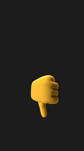 a yellow thumb up on a black background, unsplash, conceptual art, in-game 3d model, disappointed, 15081959 21121991 01012000 4k, panel