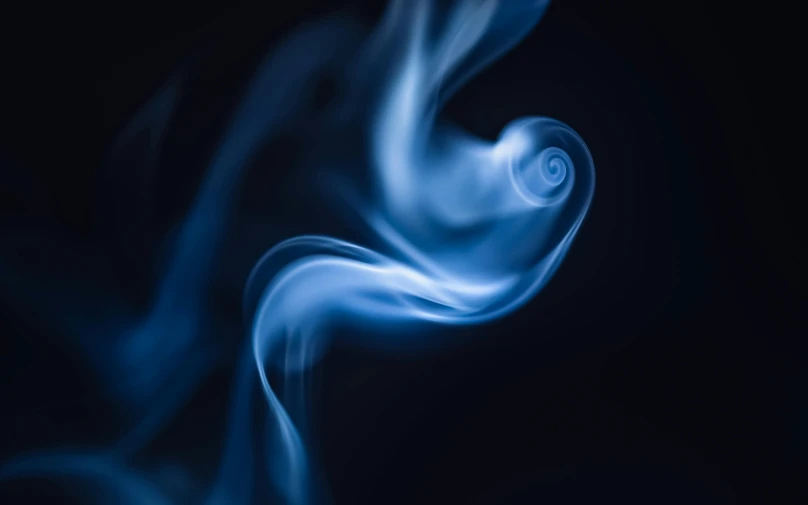 a blue smoke swirl on a black background, a macro photograph, by Daniel Lieske, pexels contest winner, ghost of the fire spirit, a friendly wisp, smoking a joint, ilustration