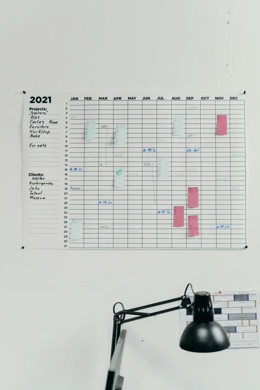 a desk with a lamp and a calendar on the wall, by Ottó Baditz, visual art, 2 0 2 1, whiteboard, 2 5 6 x 2 5 6, robotics