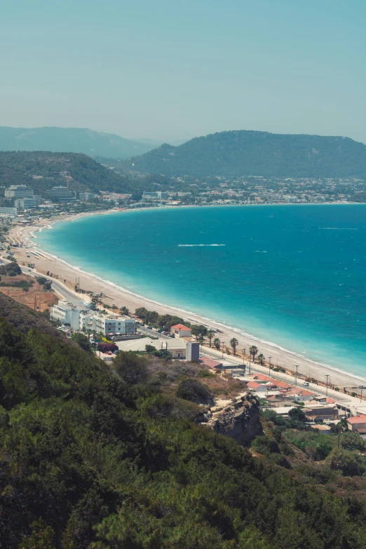 a view of a beach from the top of a hill, renaissance, turkey, square, 8 k smooth, “ aerial view of a mountain