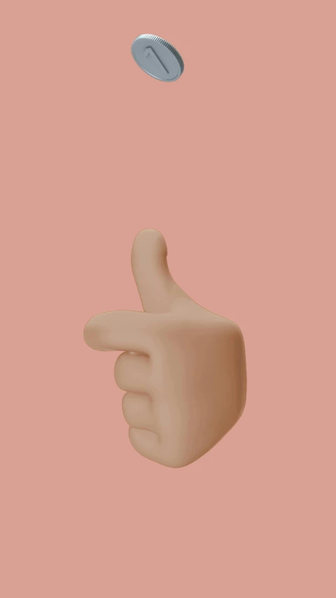 a person throwing a coin into the air, an album cover, by Gee Vaucher, trending on pexels, aestheticism, doing a thumb up, made of clay, smooth pink skin, low quality 3d model