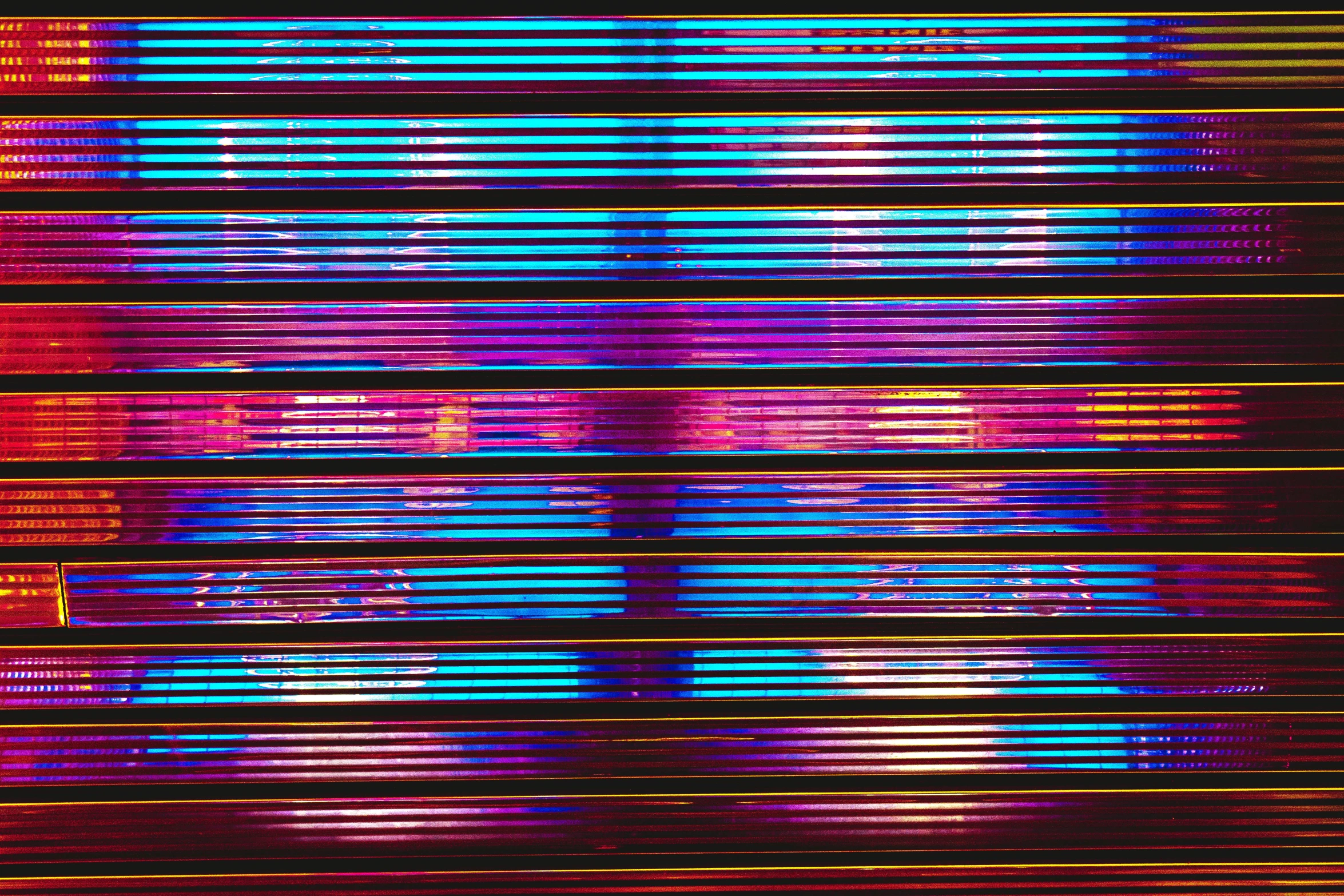 a close up of a blurry picture of a person, cyberpunk art, by Jan Rustem, computer art, rainbow neon strips, 9 0 s vhs aesthethic, ( ( glitch art pixel sorting ) ), bright pink purple lights