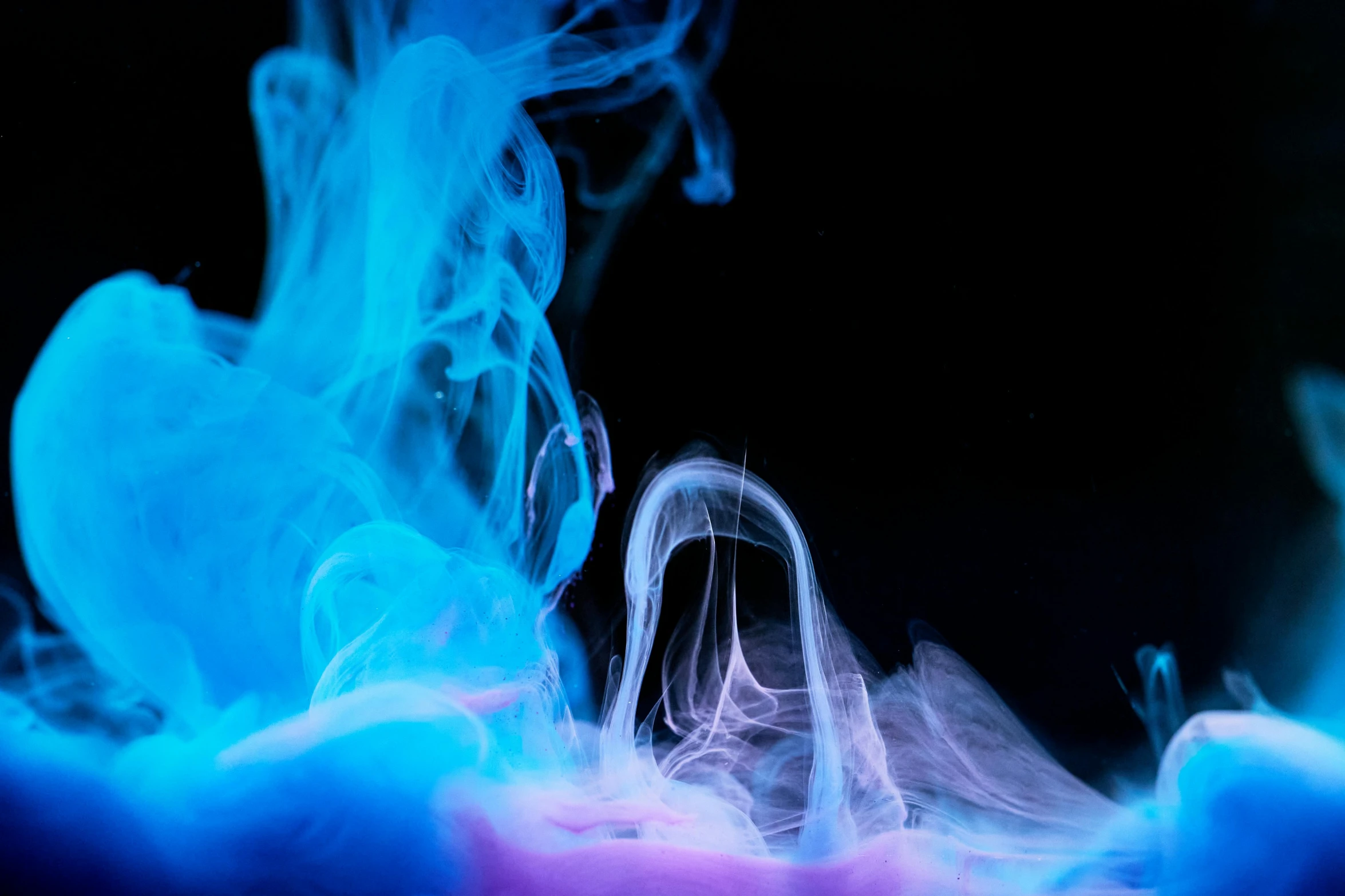 a close up of smoke on a black background, digital art, by Daniel Lieske, pexels contest winner, blue and pink, magical potions, light blues, instagram post