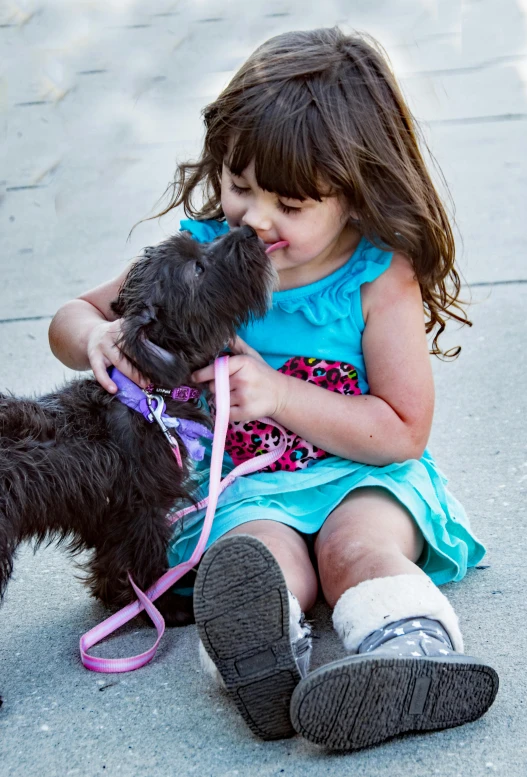 a little girl sitting on the ground with a dog, pexels contest winner, hugging each other, square, profile image, 5 years old