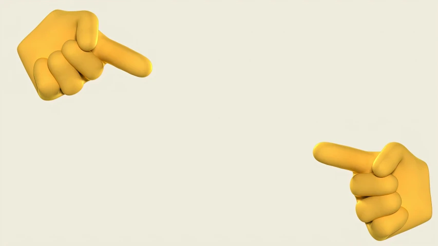 a close up of two hands pointing at something, a 3D render, trending on polycount, rubber duck, stanchions, bouncing, inflateble shapes