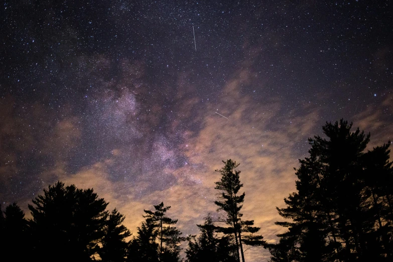 a night sky filled with lots of stars, a picture, by Matt Cavotta, unsplash contest winner, new hampshire, shooting star in background, william penn state forest, planets in the skies