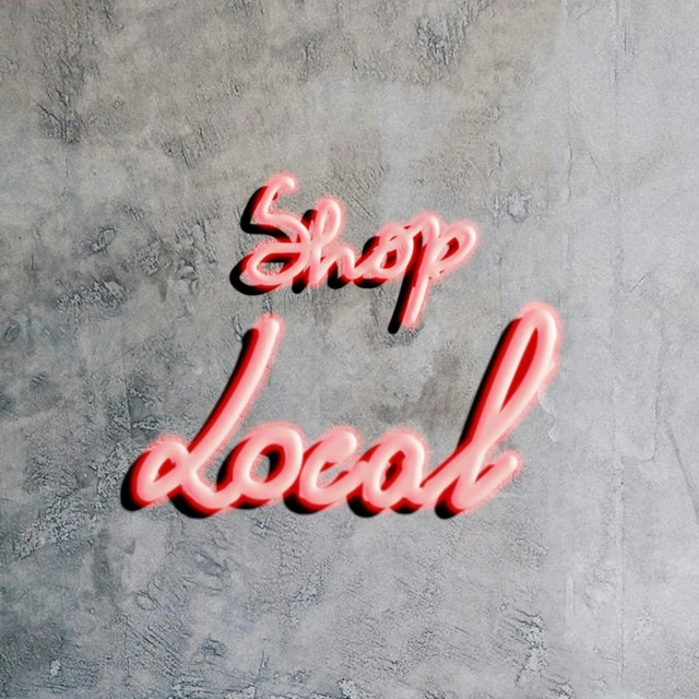 a close up of a neon sign on a wall, by Jacob van Utrecht, pexels, people shopping, making a deal with the devil, etsy stickers, loreal