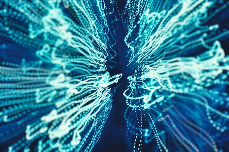 a close up of a bunch of lights, a digital rendering, unsplash, glowing blue veins, datacentre, instagram post, digital ilustration